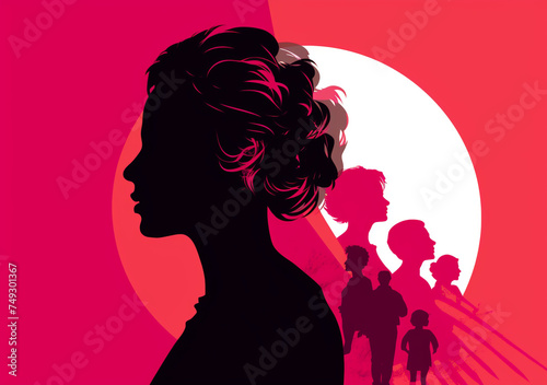 Academic feminist woman profile template illustration for social media marketing  in the style of light red  pop art icons   reated with Generative Ai