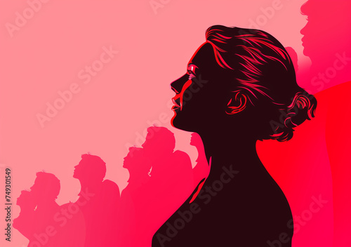 Academic feminist woman profile template illustration for social media marketing  in the style of light red  pop art icons   reated with Generative Ai
