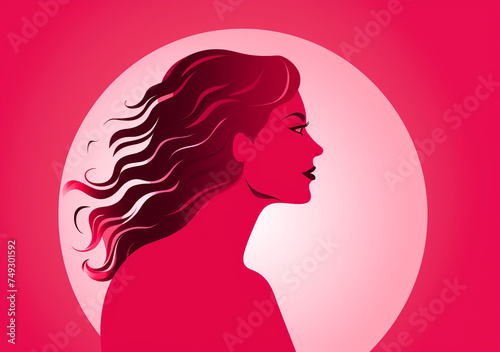 Academic feminist woman profile template illustration for social media marketing  in the style of light red  pop art icons   reated with Generative Ai