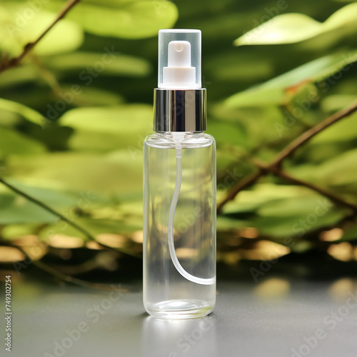 cosmetic bottle, natural background сreated with Generative Ai