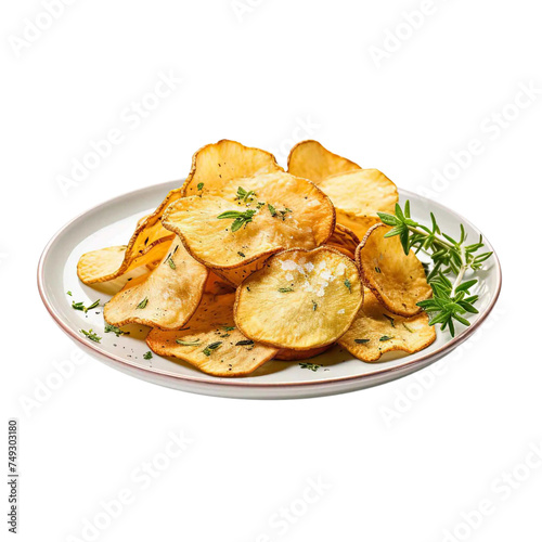  Crisp potato chips isolated on transparent background.