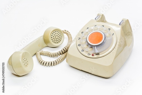 vintage telephone on white background