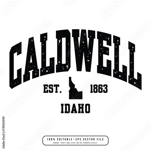 Caldwell text effect vector. Editable college t-shirt design printable text effect vector photo