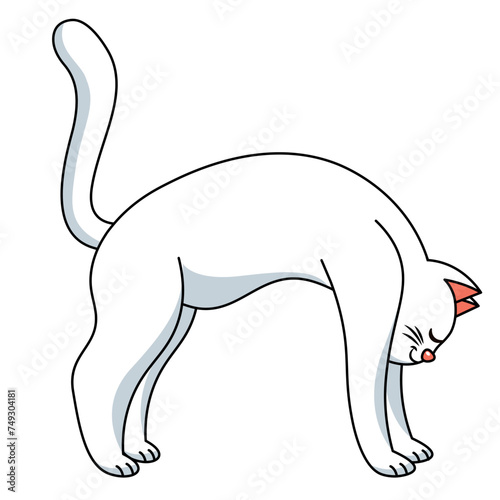 Cute cat yoga pose  digital art illustration