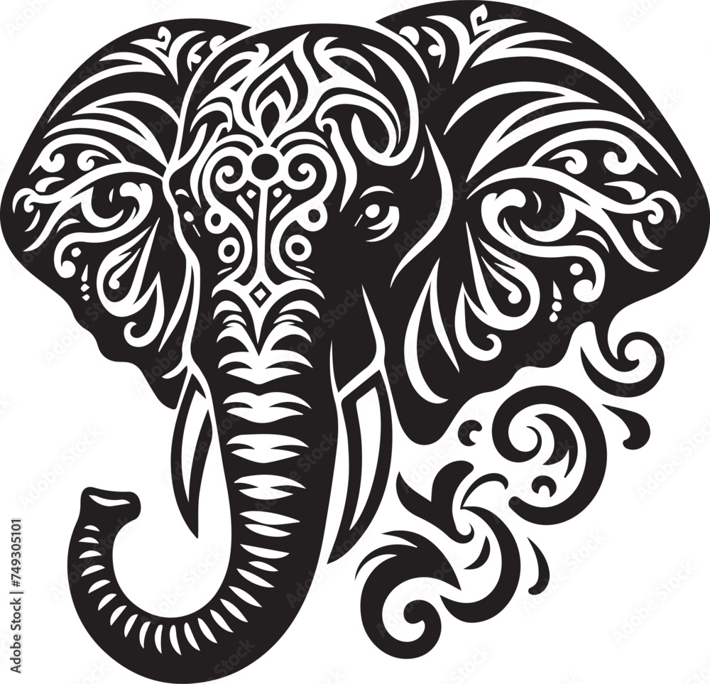 Vector illustration of head elephant with beautiful ornamental elephant pattern
