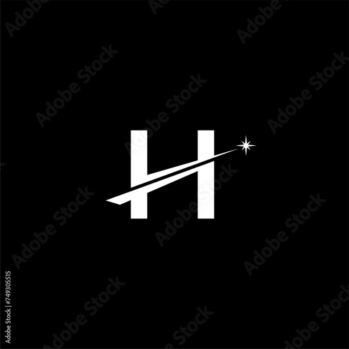 Letter H and arrow with star logo concept vector icon