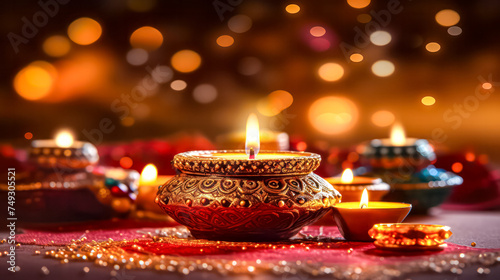 In the midst of colorful festivities, people joyfully celebrate Diwali