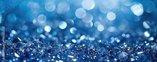 diamond with bokeh blue glitter background.