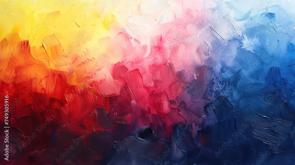 Fototapeta premium Witness the magic of multi-colored paintbrushes at work on a vibrant watercolor painting