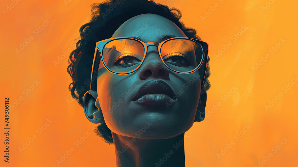 An artistic rendering of a side profile silhouette of a black woman featuring earphones and a bold red backdrop for contrast An artistic rendering of a side profile silhouette of a black woman featuring earphones and a bold red backdrop for contrast