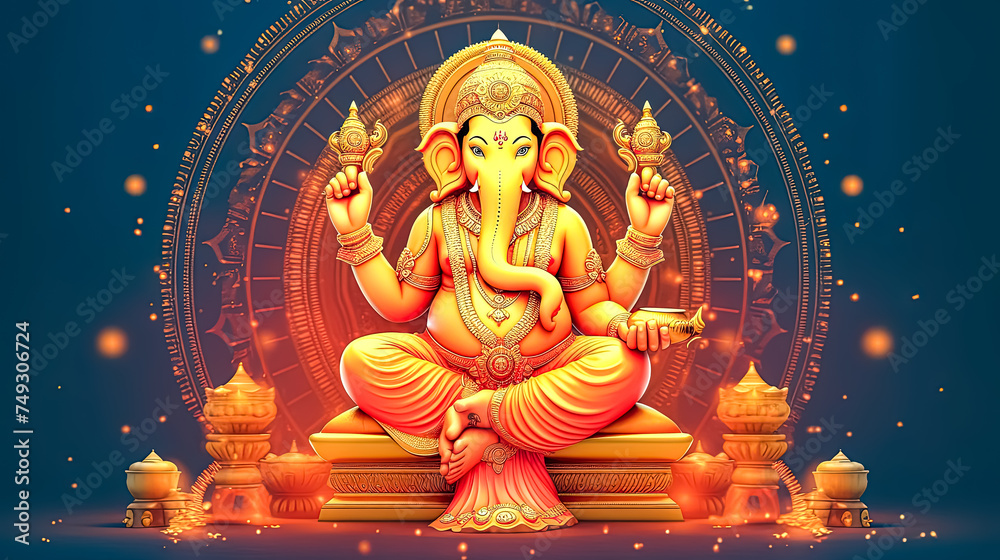Celebrate Ganesh Chaturthi with this vibrant illustration featuring