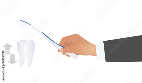 Hand hold toothbrush. vector illustration