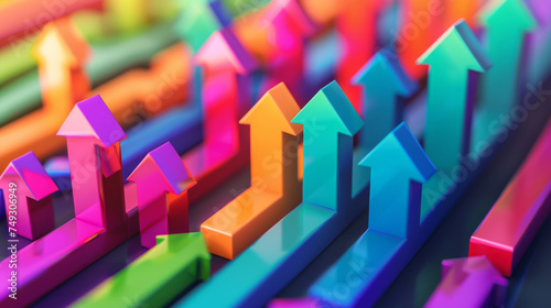 Vibrant 3D investment chart with rising arrows showcasing significant financial growth and potential