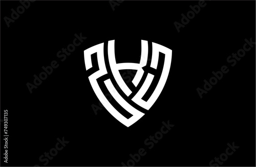 ZKJ creative letter shield logo design vector icon illustration
