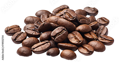 Pile of aromatic coffee beans, cut out