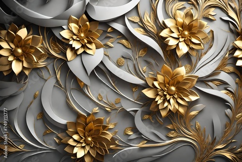 gold flower and sliver wall  background