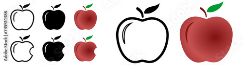 Apple - vector icon.Apple, apple core, bitten, half vector icons