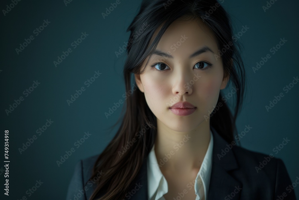Portrait head to shoulders of beautiful asian business women, in solid studio background Portrait head to shoulders of beautiful asian business women, in solid studio background