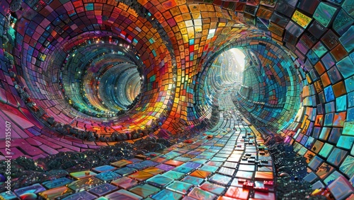 Psychedelic Tunnel Mosaic  A mesmerizing tunnel filled with colorful tiles  perfect for adding a trippy and captivating element.