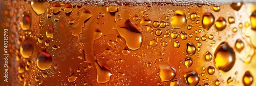 Ultra close up view of beer texture with foam