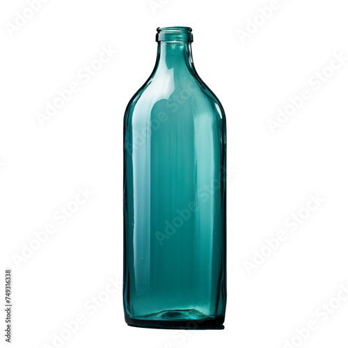 A teal colored glass bottle,isolated on transparent background, cutout(png) - Generative AI