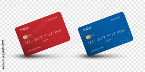 Realistic Detailed 3d style different credit debit cards mockups photo