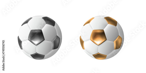 Football ball soccer ball  vector set realistic 3d design style