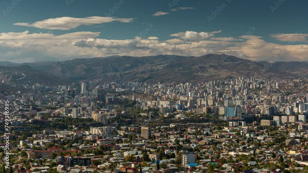 sunny day Tbilisi cityscape top view panorama 4k timelapse georgia sunny day Tbilisi cityscape top view panorama 4k timelapse georgia