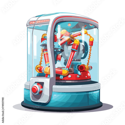 Robot claw machine. Vector illustration isolated on