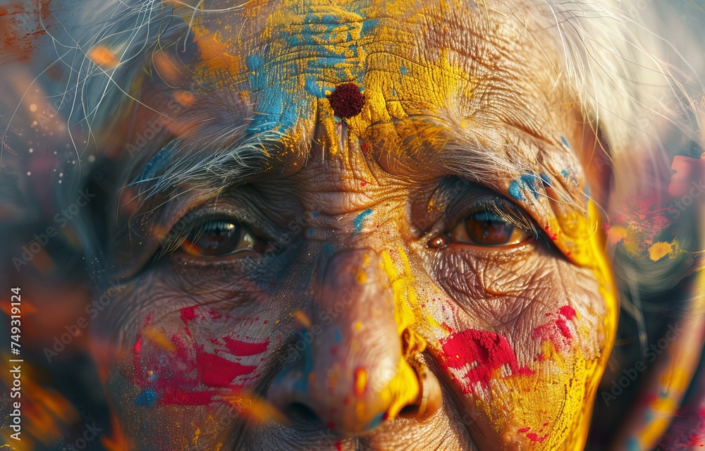 portrait of a person with painted face portrait of a person with painted face