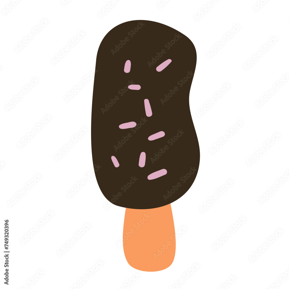 Ice cream. Flat design. Vector hand drawn illustration. Graphic design on white background. Ice cream. Flat design. Vector hand drawn illustration. Graphic design on white background.