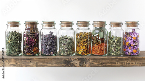 Glass Jars of Herbal Remedy Ingredients