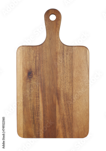Natural wooden cutting board isolated on white background. 