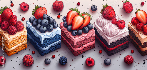 flat illustration cake and cream design background
