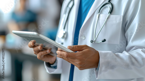 Doctor Using a Tablet in a Clinical Setting