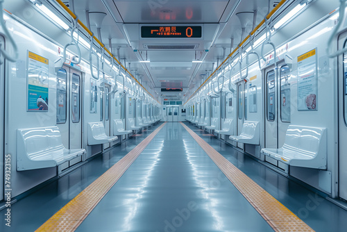 Inside a subway train