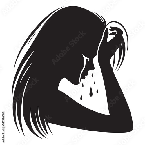 Heartfelt Silhouette of Crying Person Set - Capturing the Essence of Emotion with Crying Person Vector - Crying Silhouette
