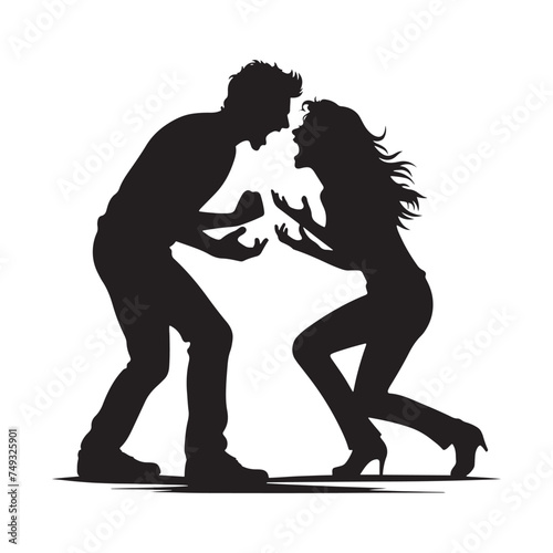 Couple Quarrelling Silhouette Showcase - Unveiling the Emotional Turmoil through Couple Quarrelling Illustration - Silhouette of Fighting Couple
