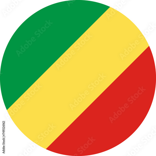 Republic of Congo Flag Round Icon