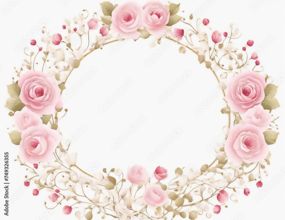 Circle Shape Wedding Card Frame Background.Ai generate