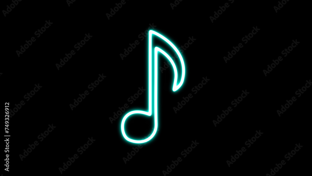 Glowing music notes symbol. neon note music sign and symbol on black background. Neon light glow effect. Musical note line icon. Music sign. 3D line neon glowing icon. Glowing music notes symbol. neon note music sign and symbol on black background. Neon light glow effect. Musical note line icon. Music sign. 3D line neon glowing icon.