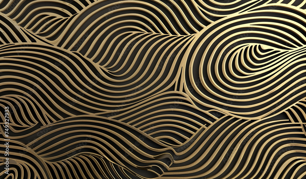 Flowing golden lines on a dark background Flowing golden lines on a dark background