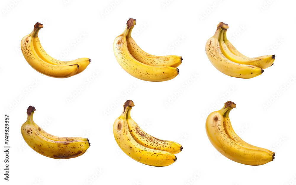 Collection of a bunch of bananas isolated on a transparent background, PNG