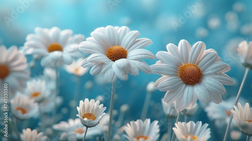 Beautiful, colorful chamomile daisy flowers. Floral composition