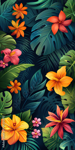 vertical poster of tropical plants