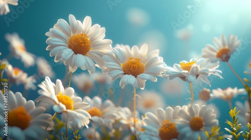 Beautiful, colorful chamomile daisy flowers. Floral composition