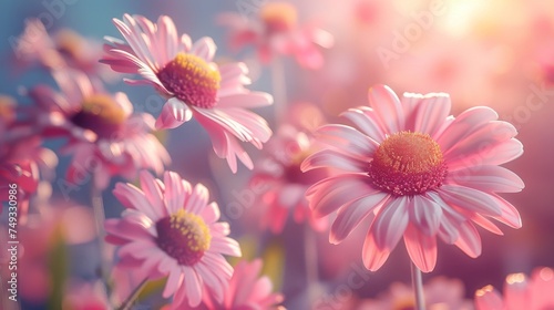 Beautiful  colorful chamomile daisy flowers. Floral composition