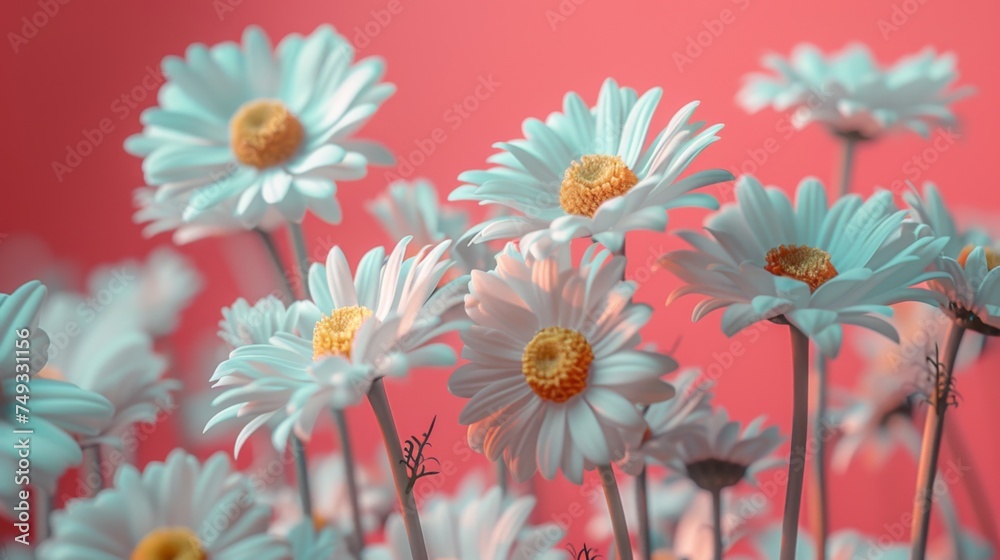 Obraz premium Beautiful, colorful chamomile daisy flowers. Floral composition
