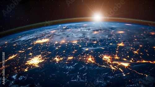 digital design of global connection, modern internet data connection, social globalization, global communication network from space, global network 