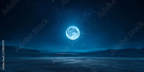 A tranquil moonlit night with minimalistic starry sky